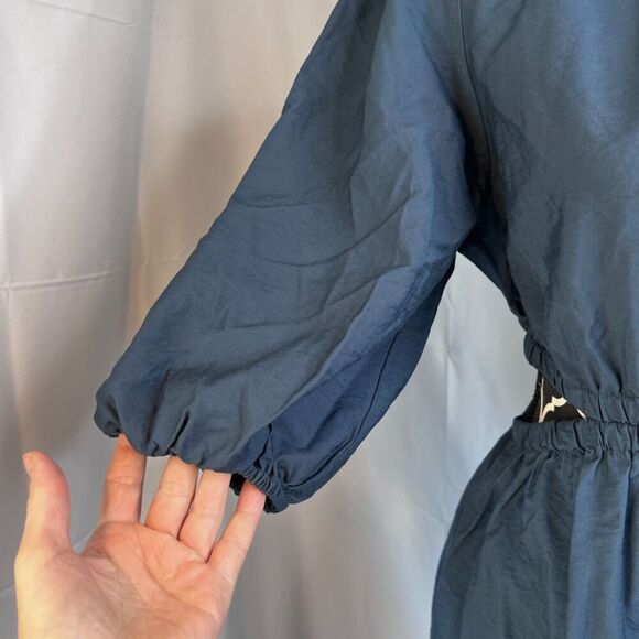 Isabel by Ingrid + Isabel Blue Cut Out Waist Sides Midi Maternity Dress Size XS - Picture 3 of 16